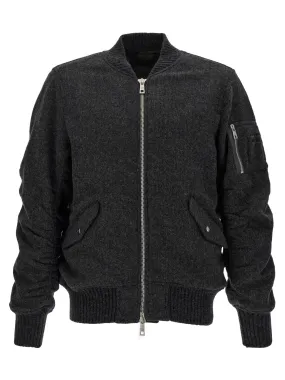 Wool Bomber Jacket Casual Jackets, Parka Gray